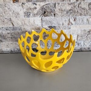 Home Decor Yellow Heart Cutout Decorative Bowl
